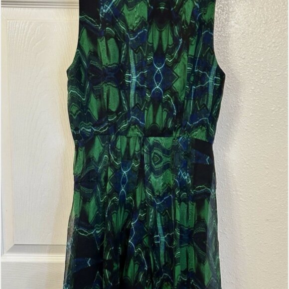 PROENZA SCHOULER Kaleidoscope Floral Silk Dress Black Green Blue X SMALL 0 2 - Picture 3 of 3